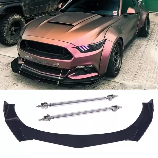 For Ford Mustang Front Bumper Lip Spoiler Lower Splitter Black and Strut Rods