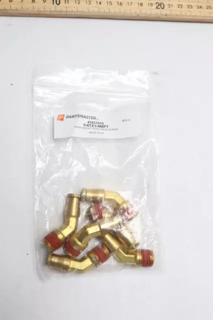 (6-Pk) PartsMaster Push On Dot 45 Deg Male Elbow 1/4" T x 1/4" MNPT
