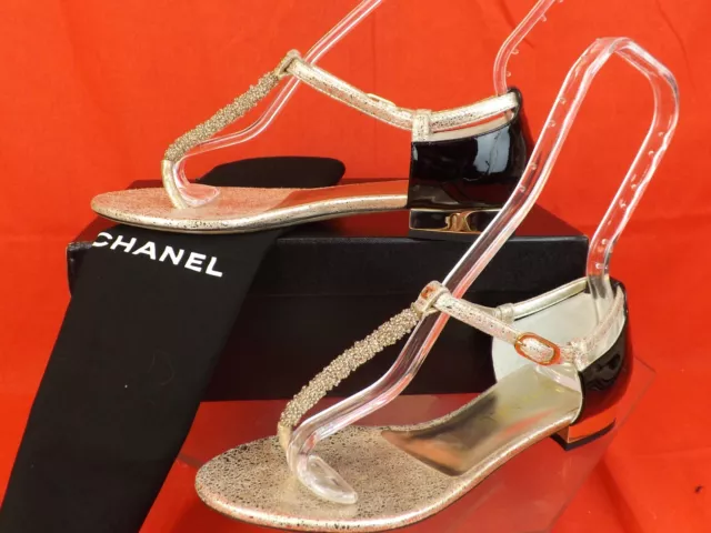 CHANEL 20S BLACK Lambskin Clear Gold CC Mules Slide Backless