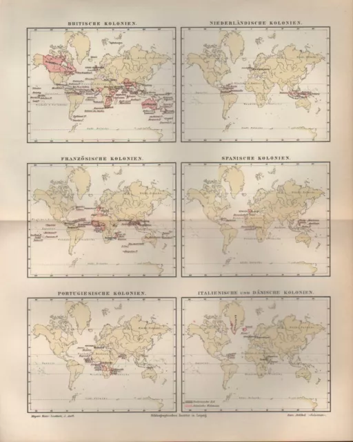 Landkarte map 1896: ÜBERSICHT DER DEUTSCHEN KOLONIEN. Britische Französische