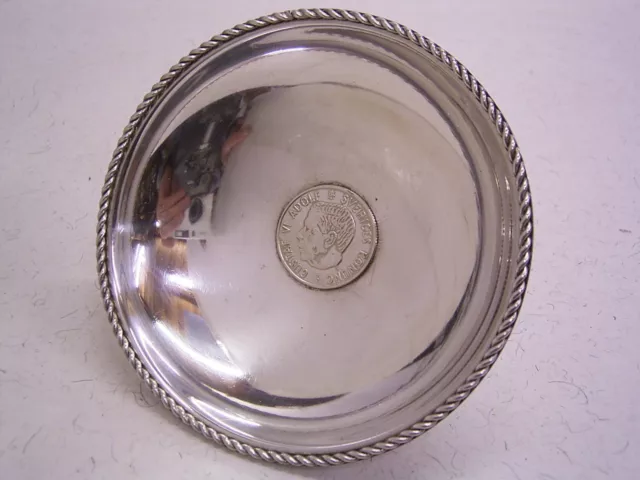 800er SILBER-SCHÄLCHEN mit MÜNZE: KÖNIG GUSTAF VI ADOLF SVERIGES 1961: 129,7 g