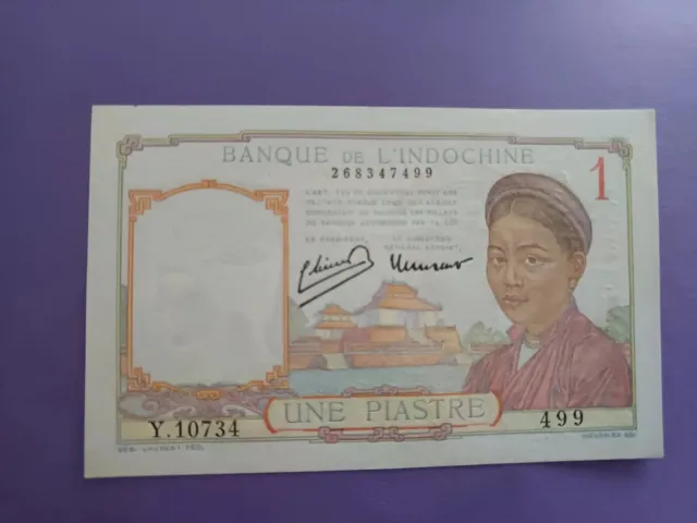billet de 1 piastre Banque de l'Indochine, SPL/UNC