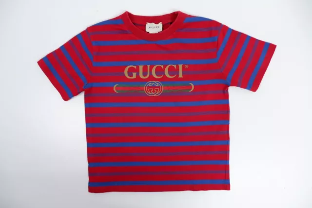 Gucci Boys T Shirt Age 6 Yrs Red Logo Print Short Sleeve