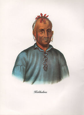 VINTAGE PRINT of 1830's NATIVE AMERICAN INDIAN ~ KISHKALWA ~ SHAWNEE