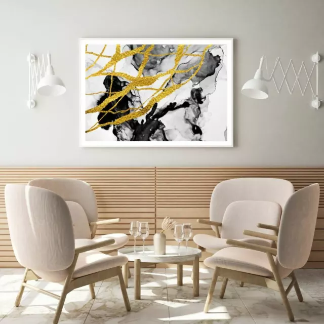 Black & Gold Abstract Design Print Premium Poster High Quality choose sizes