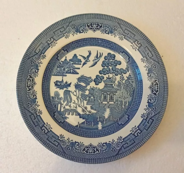 Vintage Willow Pattern Blue & White Broadhurst Staffordshire Ironstone Plate