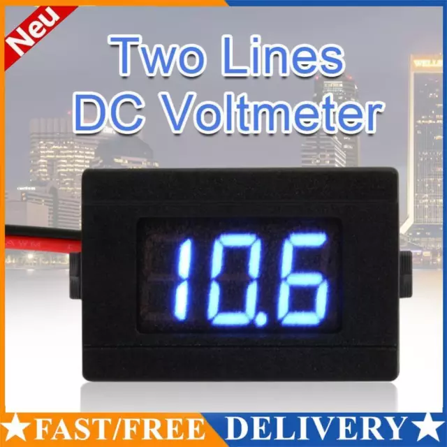 0.36inch LED Digital Voltmeter DC 4.5-30V Two Line Volt Meter(Blue)