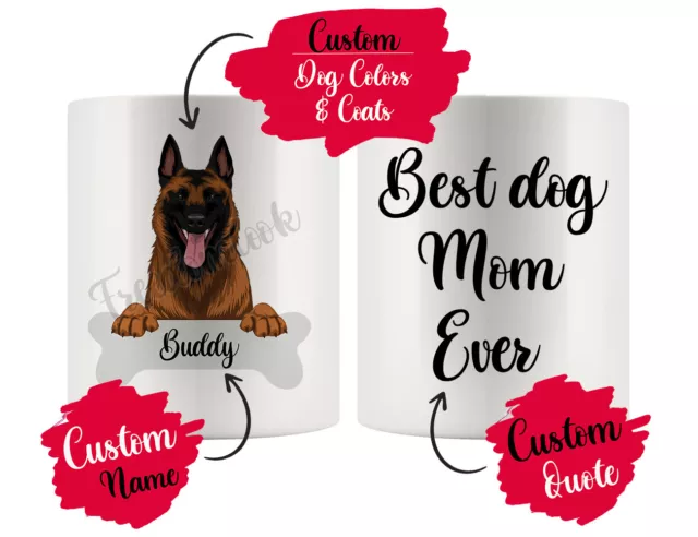 Personalized Belgian Malinois Dog Mom Dad Mug, Best Dog Owner Gift