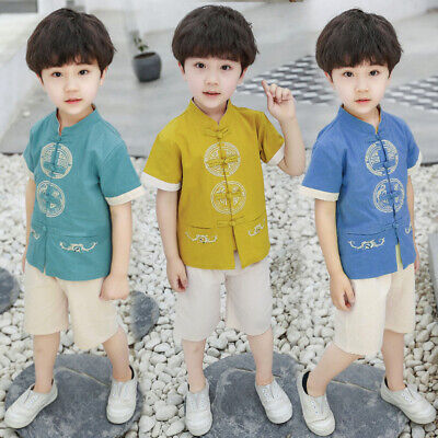 Boy's Tang suit boy thin Chinese style summer cotton and linen Hanfu fashion cut