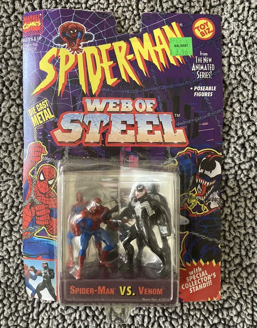 Vintage Toy Biz 1994 Marvel Spider-Man Web Of Steel Spider-Man vs Venom New