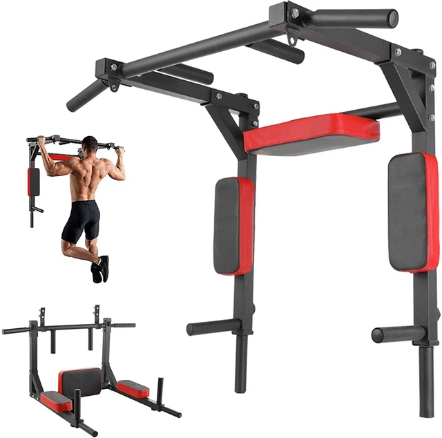 Barra Per Trazioni Alla Parete Multiuso Con Stazione Dip E Curl &ndash; Supporto 200kg, Impugnature Ergonomiche In Gomma, Per Casa E Palestra