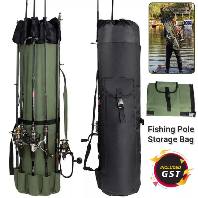 FISHING BAG FISHING Rod Bag Reel Case Carrier Holder Fishing Pole Storage  Green $26.24 - PicClick AU