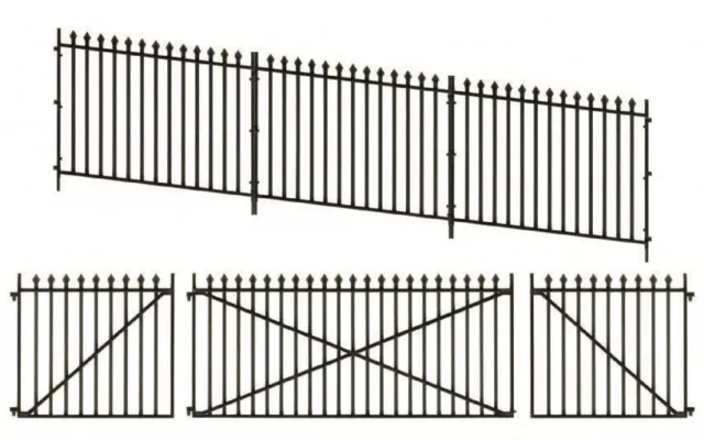 O Gauge GWR Spear Fencing Ramps & Gates (black) Peco LK-742