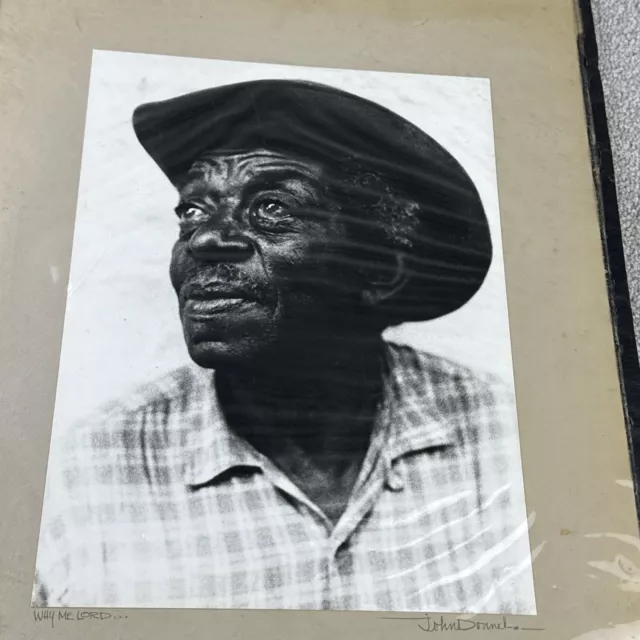 SIGNED ORIGINAL Johnny Donnels "Why Me Lord?" print New Orleans Art African Man