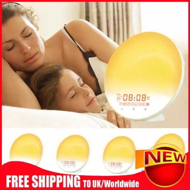 Sveglia LED Alba Doppi Allarmi con Radio FM 7 Suoni Natura & Snooze