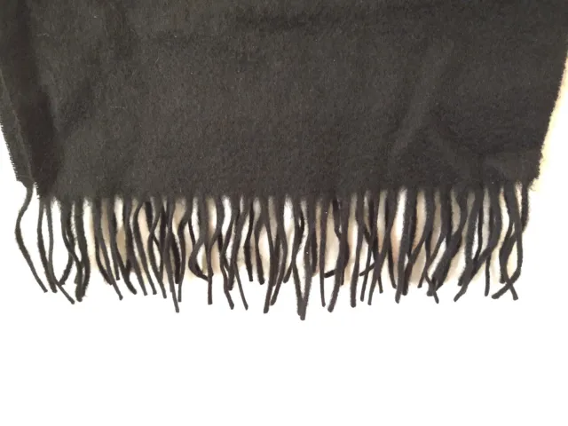 Charter Club 100% Cashmere Fringed Black Scarf 60x12 in