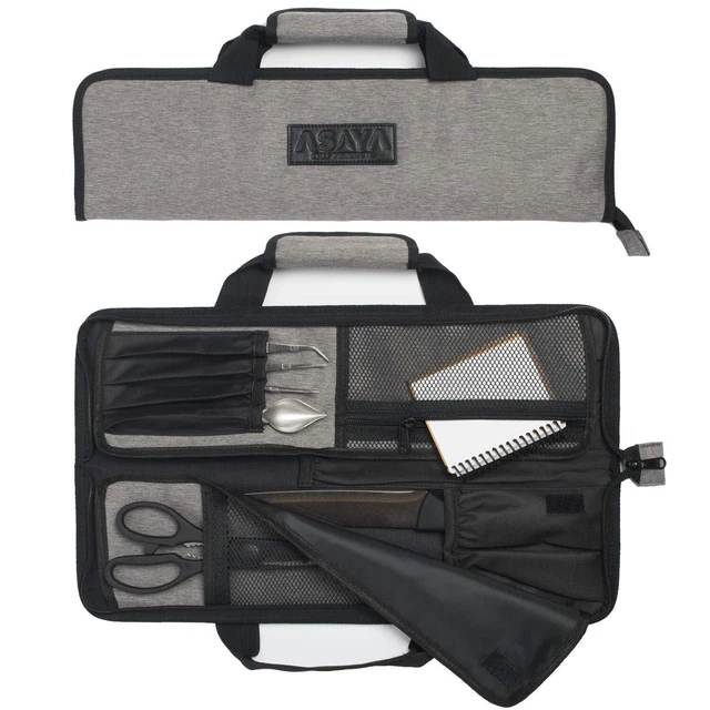 Chef Knife Roll Bag - 12 Pockets for Knives and Kitchen Utensils - Lightweight