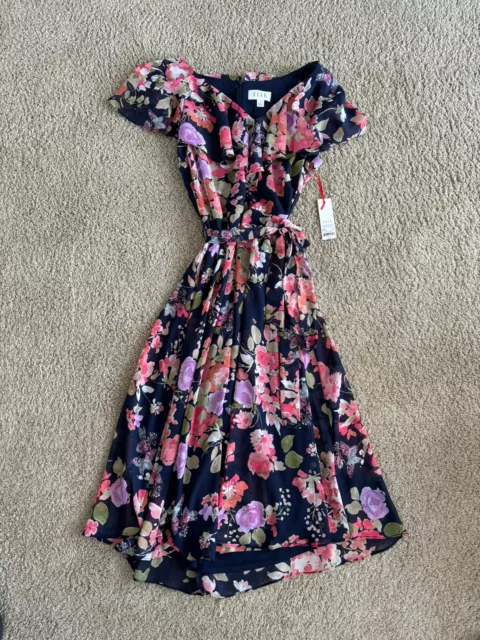 Elle Women’s Navy Floral Dress Medium