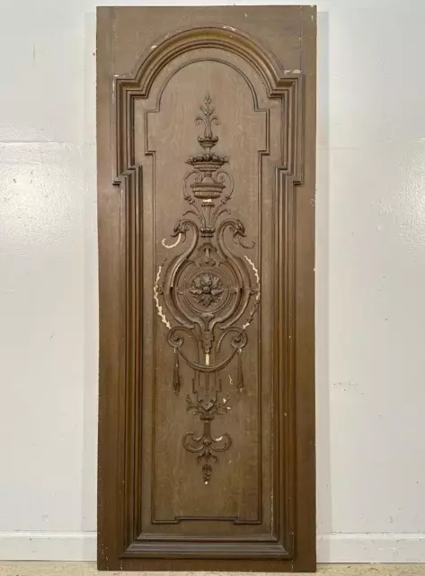 62" Tall French Antique Hand Painted Wood Gothic Revival Panel with Griffins