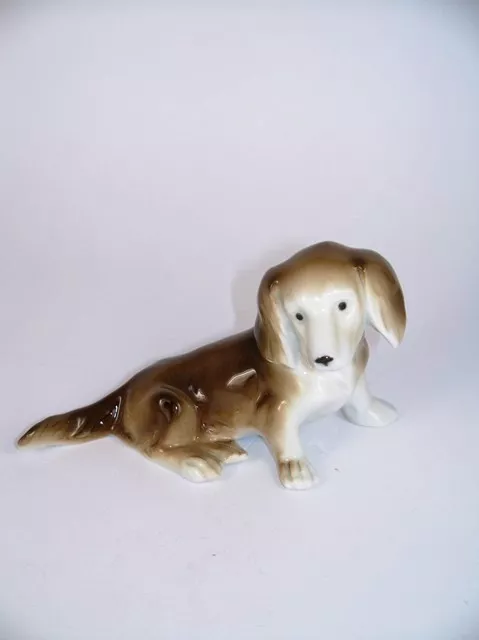 Porzellan Figur DACKEL 7 x 12 cm gemarkt neu. Porzellanfigur Figuren Hund Hunde