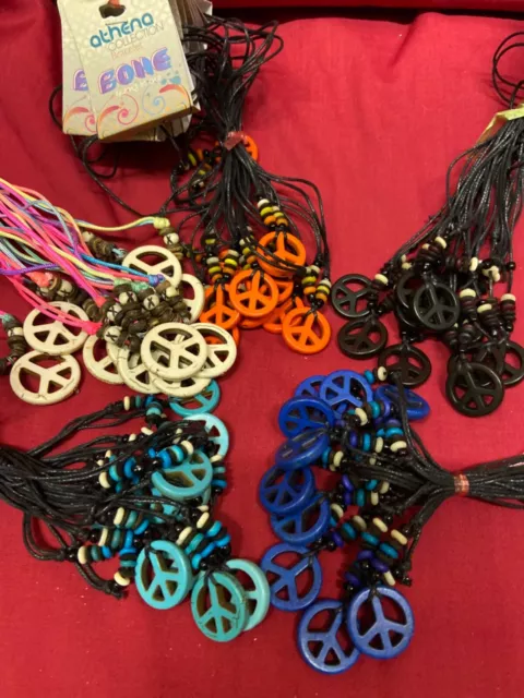 Job Lot 50 Peace sign pendants/necklaces Made by Bone Cord Jewelry