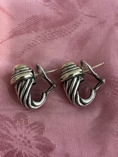 David Yurman 14K Gold & Sterling Silver Dome Waverly Earrings