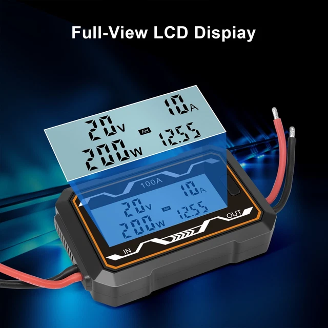 Solar Power Meter Analyzer Kit Monitor 100/150/200A Digital ABS Plastic