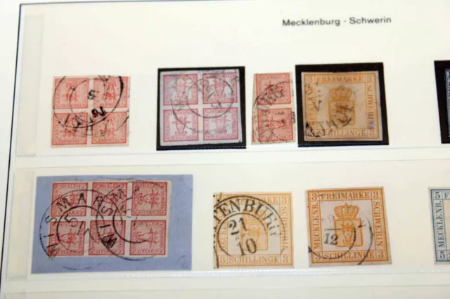Mecklenburg-Schwerin + Strelitz: Urige gute Mehrfach-Sammlung auf Vordrucken