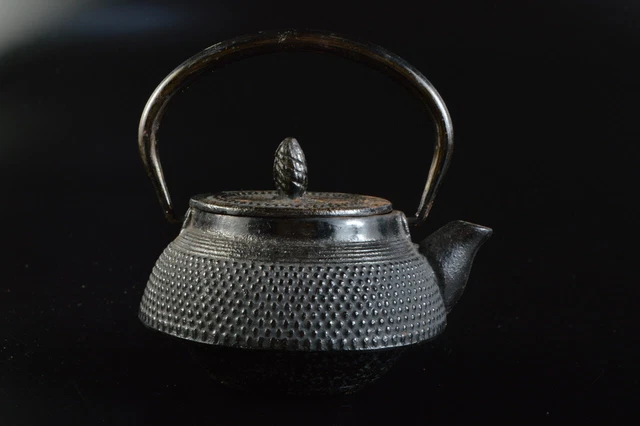 M3009: Japanese Iron Arare pattern TEAPOT Kyusu Sencha utensils used in Senchado