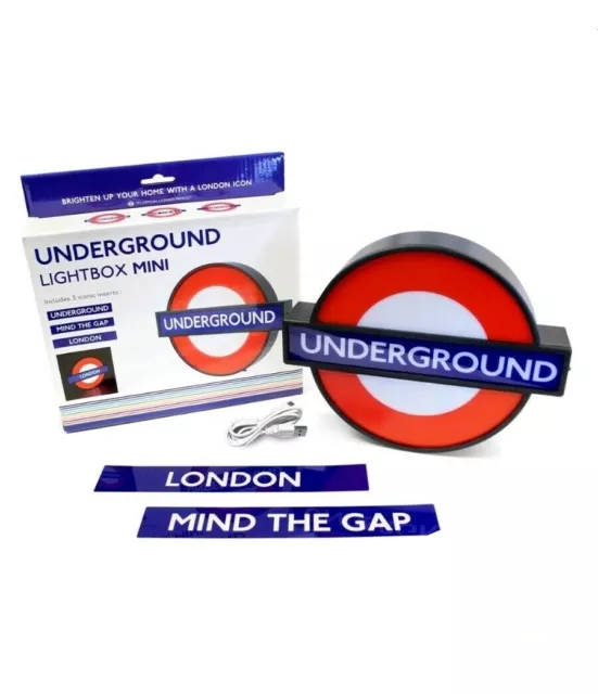 London Underground Mini Sign Led Light Box With 3  Inserts.!- Perfect Gift