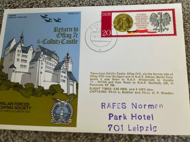 Raf Escaping Society Raf First Day Cover Colditz Castle.