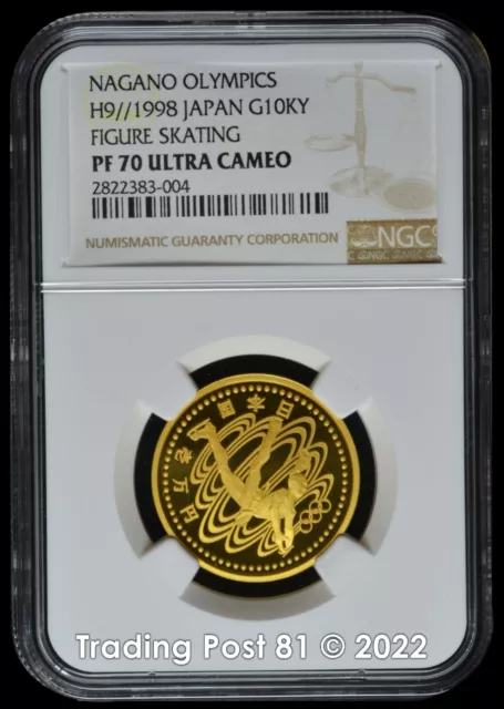 Japan 1998 - Nagano Olympics FIGURE SKATING - 1/2 ounce PURE GOLD - NGC PF 70 UC