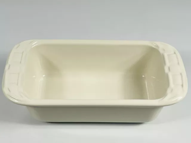 Longaberger Pottery Heirloom Ivory Loaf Pan Dish Woven Traditions 6x3x2 #34991
