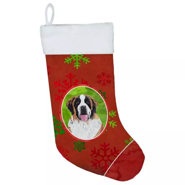 "Caroline's Treasures Saint Bernard Red and Green Snowflakes Holiday Christma...