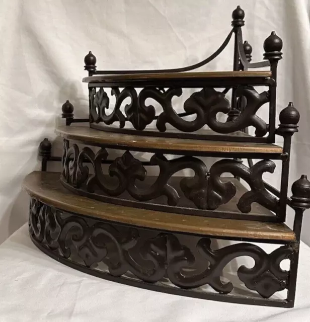 LATE 19TH CENTURY French Scroll w/Brass Lined Corner Shelves and Cast