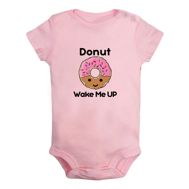 Donut Wake Me UP Funny Romper Newborn Baby Bodysuit Infant Jumpsuit Kids Outfits