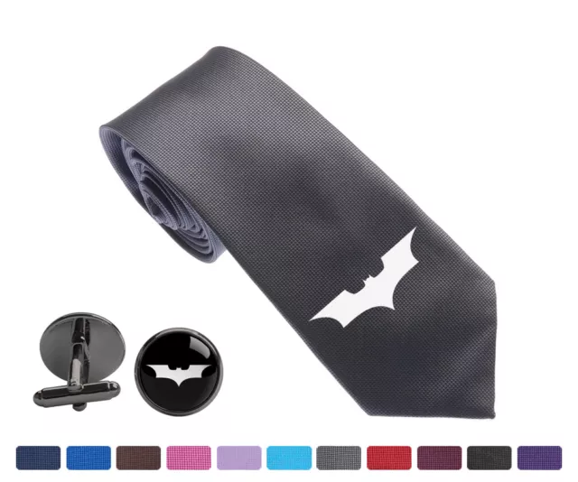 Cool Batman Men Woven Skinny Groom 2.5" Party Tie Necktie Cufflink Cuff Link