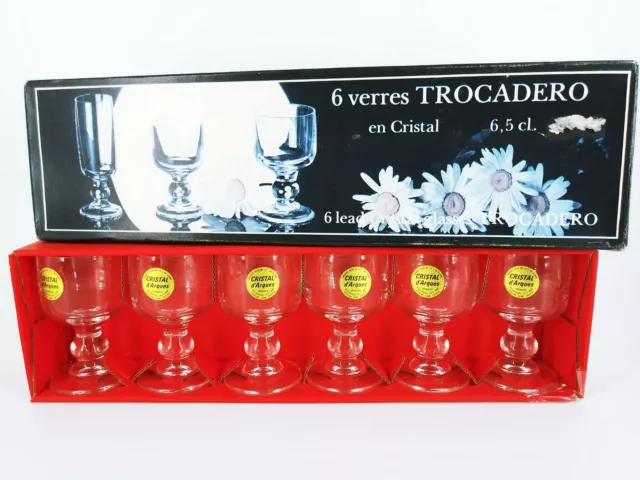 Vintage Cristal D' Arques Verres Trocadero Glasses French Crystal Set Of 6 NIB