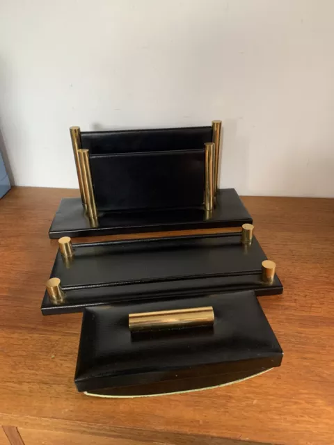 Mid Century  50’s 60’s Jacques Adnet?  Luxurious Leather Desk Set