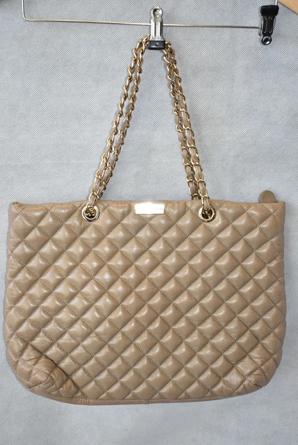 JAEGER CAMEL BEIGE Quilted Leather Shoulder Bag W Dust Bag Size