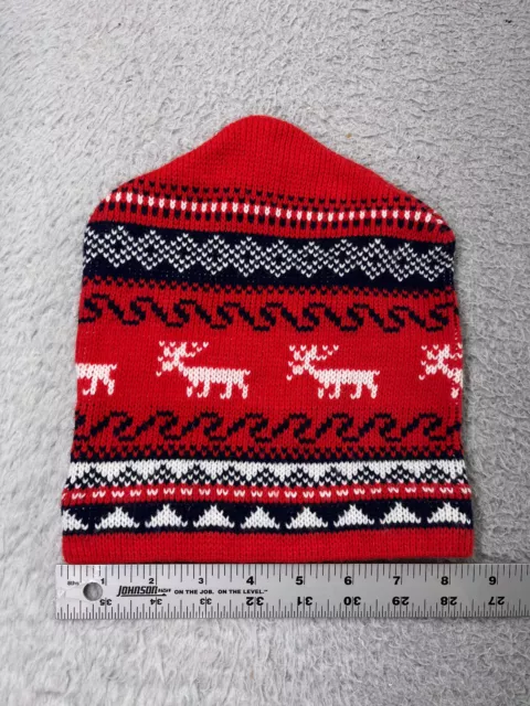 Beanie Toque Adult One Size Fits All Red Knit 100% Acrylic Fair Isle Deer Ski