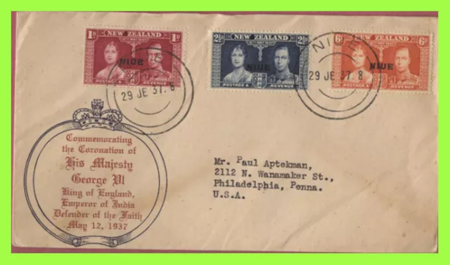 Niue 1937 KGVI Coronation set on illustrated Cover