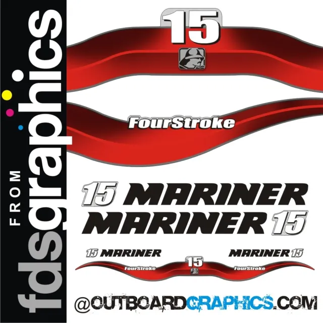 Mariner 15hp 4 stroke outboard engine decals/sticker kit