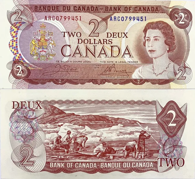 Canada 2 Dollars 1974 P 86 b Sign Crow & Bouey AUnc