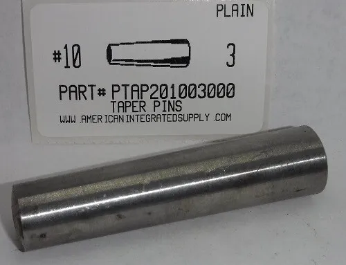#10X3" Taper Pin Steel Plain .706" Large End Diameter (2)
