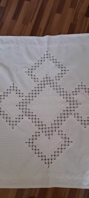 Tischdecke Mitteldecke  Hardanger Stickerei Handarbeit ca. 86x87 cm 2