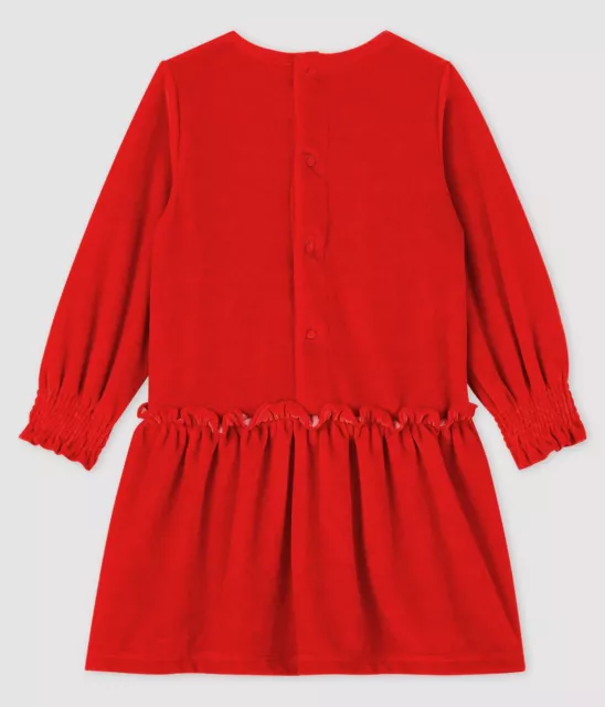 Petit Bateau Baby Girls Red Velour Dress 2