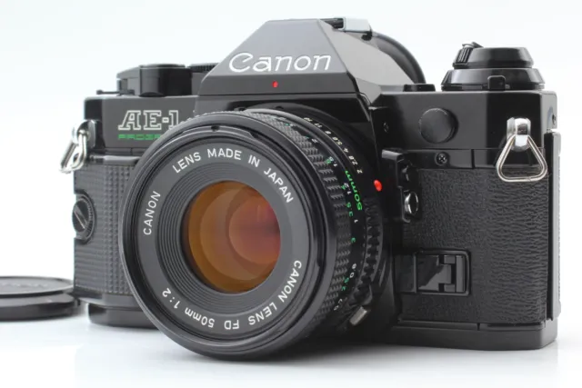 [Near MINT+] Canon AE-1 Program Black SLR /NEW FD 50mm f/2 Lens From JAPAN
