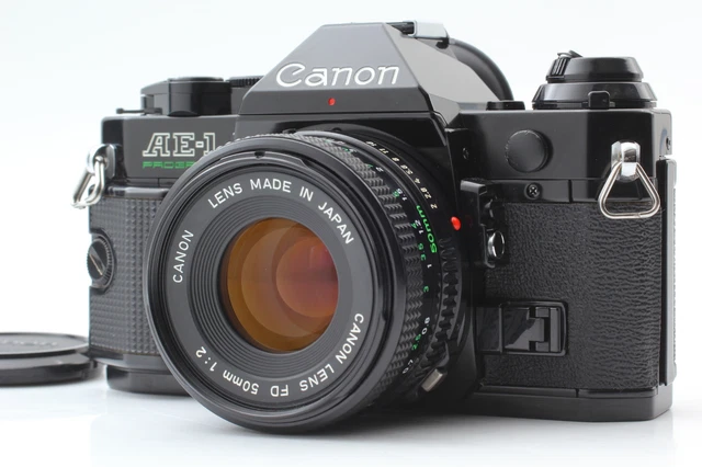 [Near MINT+] Canon AE-1 Program Black SLR /NEW FD 50mm f/2 Lens From JAPAN