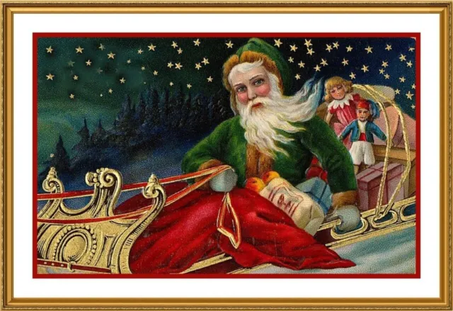 Victoriano Navidad Santa Claus #46 Punto de Cruz Tabla Patrón